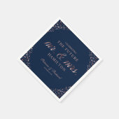 Navy Rose Gold Future Mr. und Mrs. Engagement Part Serviette (Ecke)