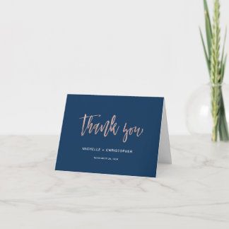 Navy & Rose Gold Glam Chic geklappt Danke Karte