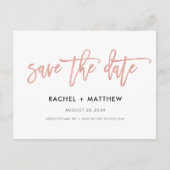 Navy & Rose Gold Glam Chic Save the Date Postkarte (Vorderseite)