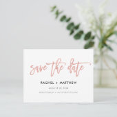 Navy & Rose Gold Glam Chic Save the Date Postkarte (Stehend Vorderseite)