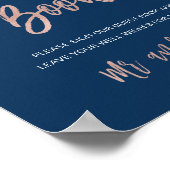 Navy & Rose Gold Glam Chic Wedding Gästebuchunters Poster (Ecke)