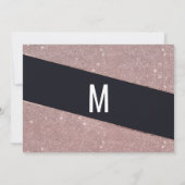 Navy Rose Gold Glitzer Color Block Save the Date (Rückseite)