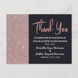 Navy Rose Gold Glitzer Farbblock Vielen Dank Postkarte