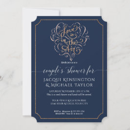 Navy Rose Gold Glitzer Script Liebe Couple Shooter Einladung