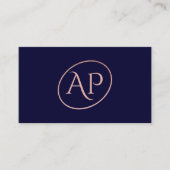 Navy rose gold initial logo hair makeup typography visitenkarte (Vorderseite)