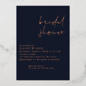 Navy Rose Gold Simple Modern Brautparty Folieneinladung (Vorderseite)