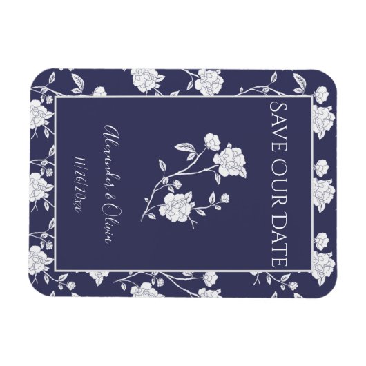 Navy-Rose speichert das Datumsfenster Magnet (Horizontal)