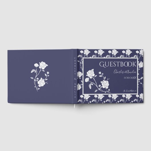 Navy Rose Wedding Guest Book Gästebuch (Voll)