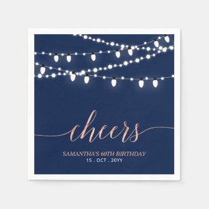 Navy & Roségold Elegante Geburtstagsfeier für Er Serviette