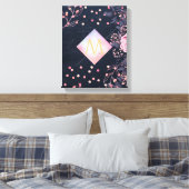 Navy Rosegold Monogram Gips Girl Floral Pink Leinwanddruck (Insitu (Schlafzimmer))