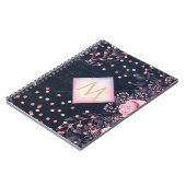 Navy Rosegold Monogram Gips Girl Floral Pink Notizblock (Linke Seite)