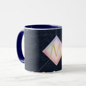 Navy Rosegold Monogram Gips Girl Floral Pink Tasse (Vorderseite Links)