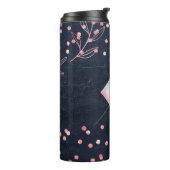 Navy Rosegold Monogram Gips Girl Floral Pink Thermosbecher (Nach links gedreht)