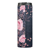 Navy Rosegold Monogram Gips Girl Floral Pink Thermosbecher (Rückseite)