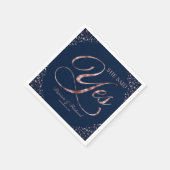 Navy Rosen Gold Sie sagte Yes Engagement Party Serviette (Ecke)