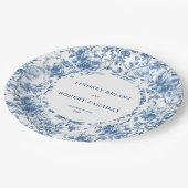 Navy Roses Floral Chic Wedding Paper Plates Pappteller (Schrägansicht)