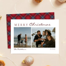 Navy-Rot-Tartan Einfache Familien-Foto-Weihnachten