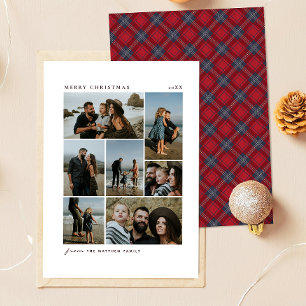 Navy Rot Tartan Weihnachten Familie 7 Foto Collage