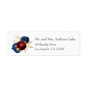 Navy, Rot und Gold Blumenmuster