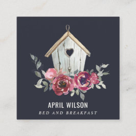 NAVY ROTE ROSE FLORAL WOOD ZUHAUSE BLEIBE BED FRÜH QUADRATISCHE VISITENKARTE
