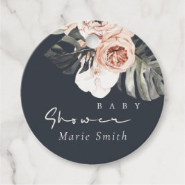 NAVY RUST BLUSH MONSTERA FLORAL BABY DUSCHE GESCHENKANHÄNGER