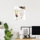 Navy Rust Boho Floral Brautparty Willkommen Poster (Heimbüro)