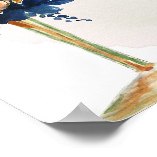 Navy Rust Boho Floral Brautparty Willkommen Poster (Ecke)