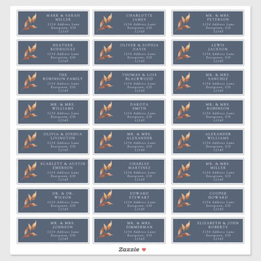 Navy Rust Guest Address Labels (Blatt)