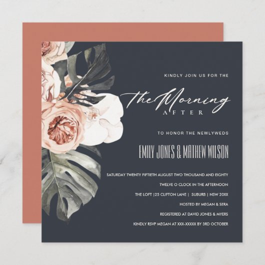 NAVY RUST MONSTERA FLORA AM MORGEN NACH BREITEN EINLADUNG (Vorne/Hinten)