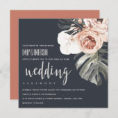 NAVY RUST MONSTRERA WATERCOLOR FLUSSBREITE EINLADUNG (Vorne/Hinten)