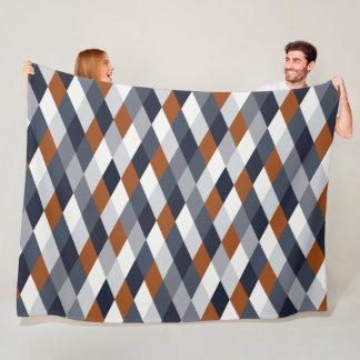 Navy Rust Small Geometry VIIBb Fleecedecke