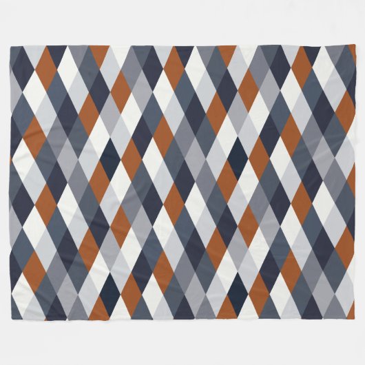 Navy Rust Small Geometry VIIBb Fleecedecke (Vorderseite (Horizontal))