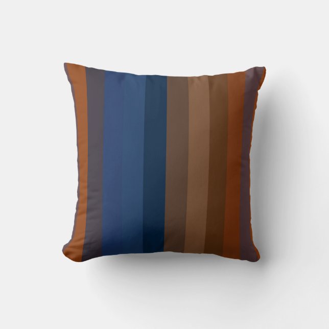 Navy & Rust Vertical Stripes Kissen (Vorderseite)