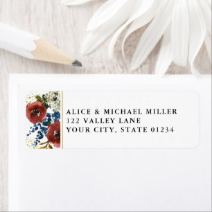 Navy & Rust Watercolor Boho Blume Weiße Adresse