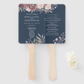 Navy Rustic Boho Dusty Rose Blume Hand Fan Fächer (Vorne und Hinten)