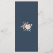 Navy Rustic Dusty Rose Wasserfarben Blume Hochzeit Menükarte (Rückseite)