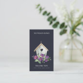NAVY RUSTIC FLORAL BIRD HOTEL DANK IHNEN REALTOR VISITENKARTE (Stehend Vorderseite)