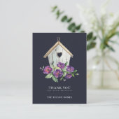 NAVY RUSTIC FLORAL BIRDHOUSE REALTOR DANKE ANKÜNDIGUNGSPOSTKARTE (Stehend Vorderseite)
