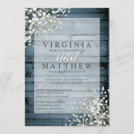 NAVY RUSTIC GIPSKRAUT WEDING EINLADUNG