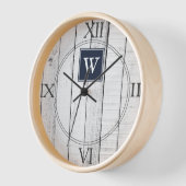 Navy Rustic Monogram Clock Uhr (Winkel)