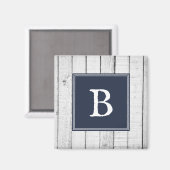 Navy Rustic Monogram Magnet (Vorderseite/Rückseite)