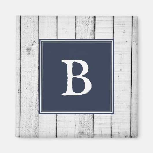 Navy Rustic Monogram Magnet (Vorne)