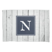 Navy Rustic Monogram Pillowcase Kissenbezug (Vorderseite)