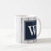Navy Rustic Monogram Tasse (VorderseiteRechts)