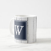 Navy Rustic Monogram Tasse (Vorderseite Links)