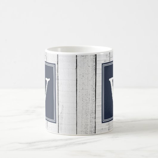 Navy Rustic Monogram Tasse (Mittel)