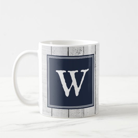 Navy Rustic Monogram Tasse (Links)