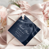 Navy Rustic Tree Lights Carved Initials Wedding Geschenkanhänger