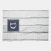 Navy Rustica Monogram Handtuch (Horizontal)