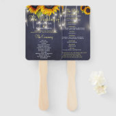 Navy rustikale Sonnenblumen schicke Hochzeitsfeier Fächer (Vorne und Hinten)